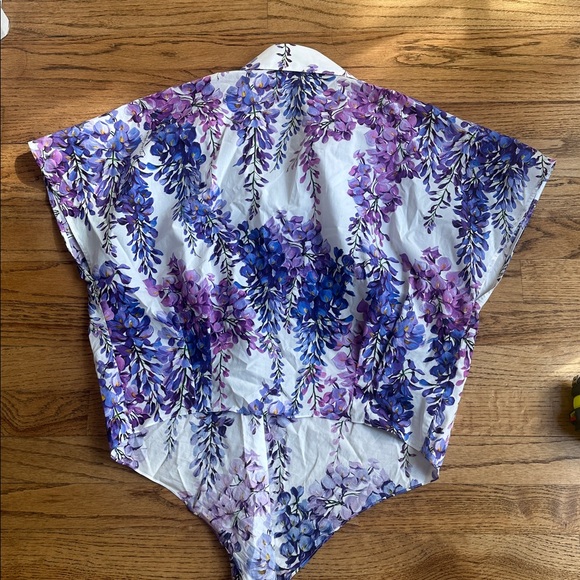 Dolce & Gabbana Purple and White Wisteria Print Tie Top - Picture 6 of 6